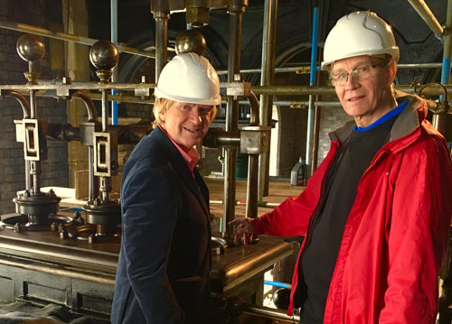 Michael with Cllr David Dundas alongside the beam